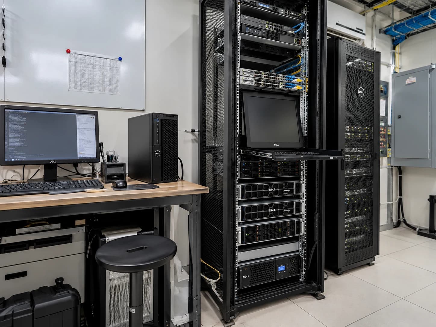 Rack-mounted compute servers and a business desktop workstation