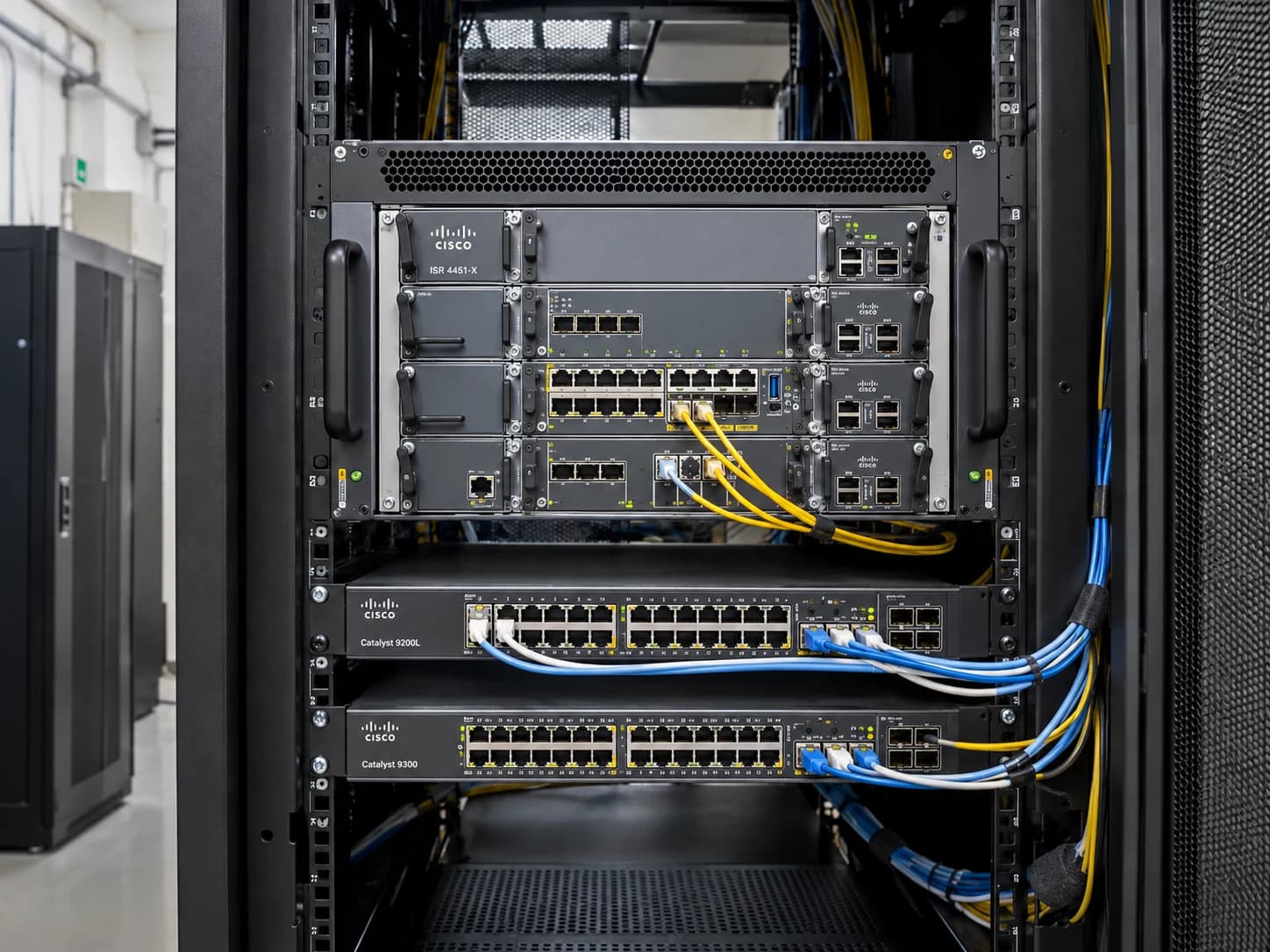 Modular enterprise router and managed network switches