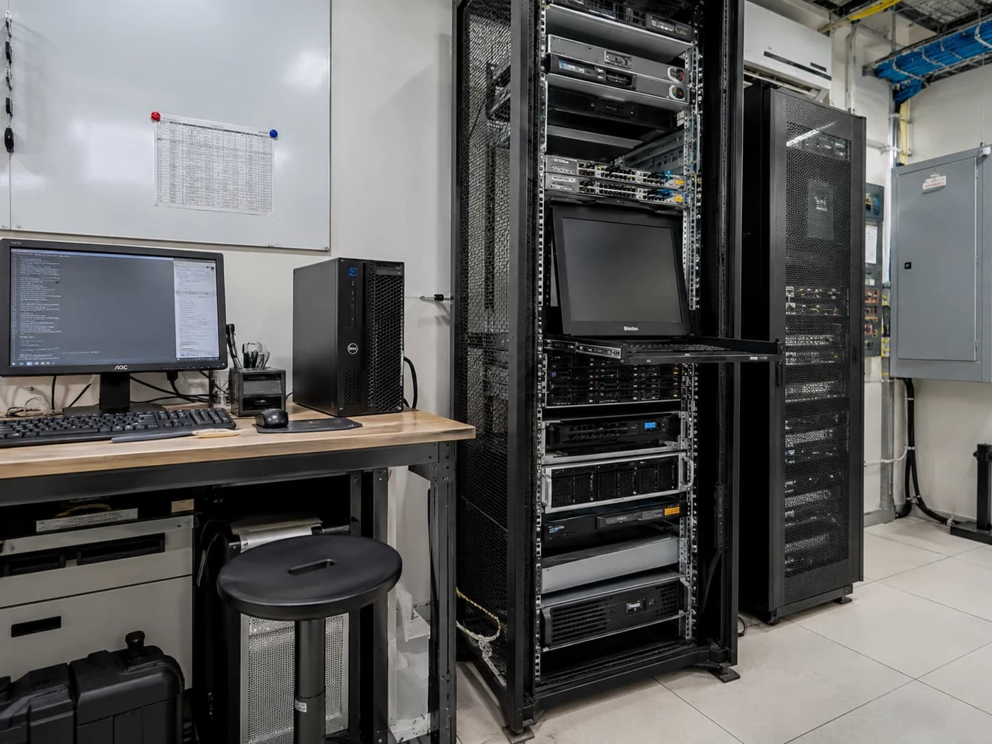 Rack-mounted compute servers and a business desktop workstation