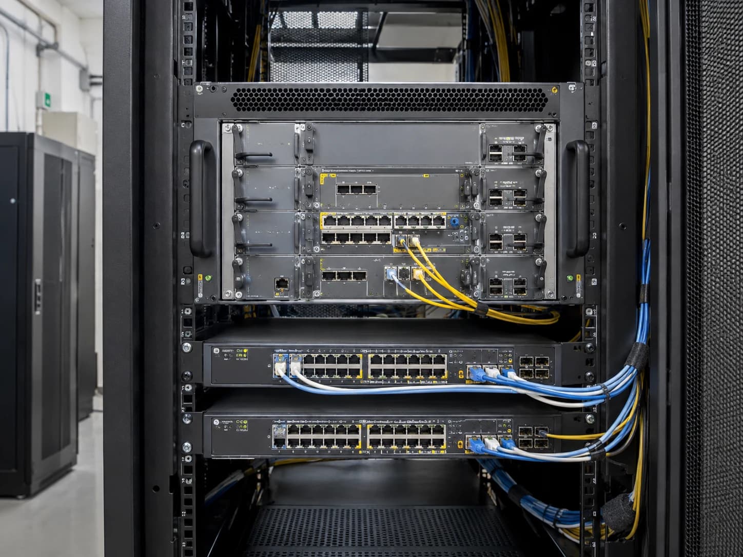 Modular enterprise router and managed network switches